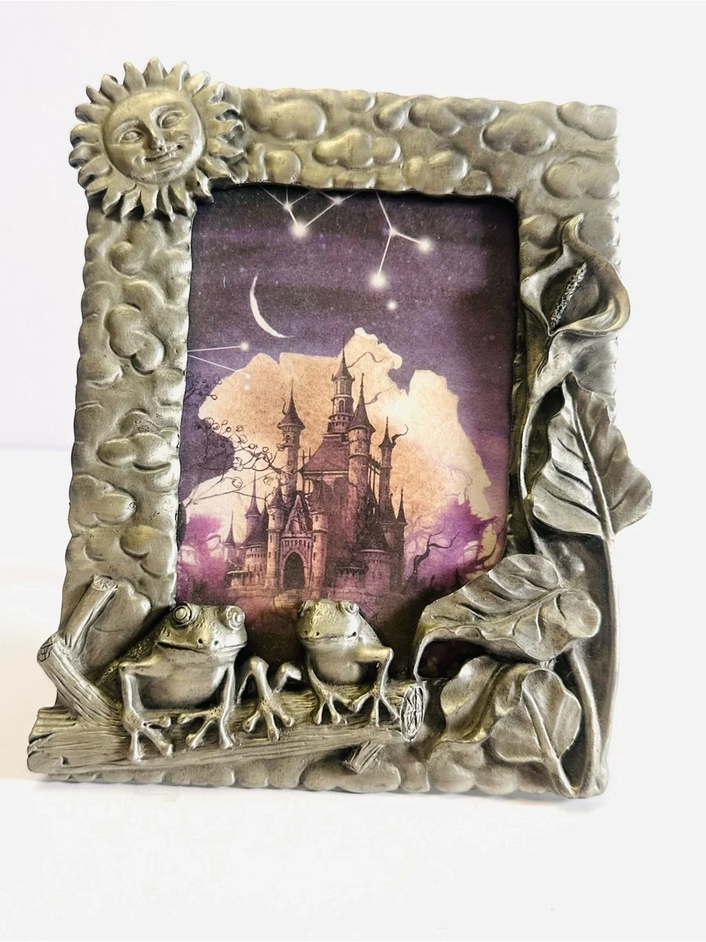 Frogspell — Vintage Pewter Celestial Frame 🐸🌙